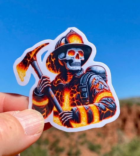 Skeleton Firefighter Lava Sticker, firefighter, bunker gear, fireman, bombero, fire department, hero, sticker, Lava, flames, first responder by BrinaAndPopsShop on Etsy Firefighter Skeleton, Firefighter Decals, Firefighter Stickers, Bunker Gear, Classy Tattoos, Sticker Designs, Vinyl Paper, Great Tattoos, Search And Rescue