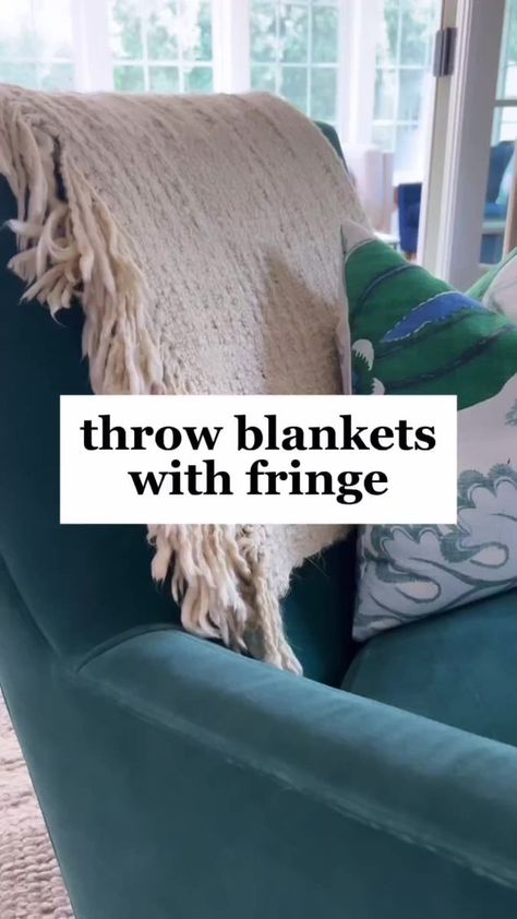 Step 13: Buy throw blankets with fringe. Fringe adds interest, and you might as well have layers that add interest 👌🏻 Really, the chunkier the throw, the better. The bigger the throw, the better. The more textural the throw, the better. Vary throw blankets throughout a space in color, texture, material, and pattern. We load up on blankets for cool evenings on the patio… no shortage around here! Place one folded over the arm or back of your chair or sofa. Add a touch of sophistication to your Fringe Throw Blanket, Fringe Throw, Texture Material, Ig Profile, Throw Blankets, King Beds, Blankets, Throw Blanket, House Design