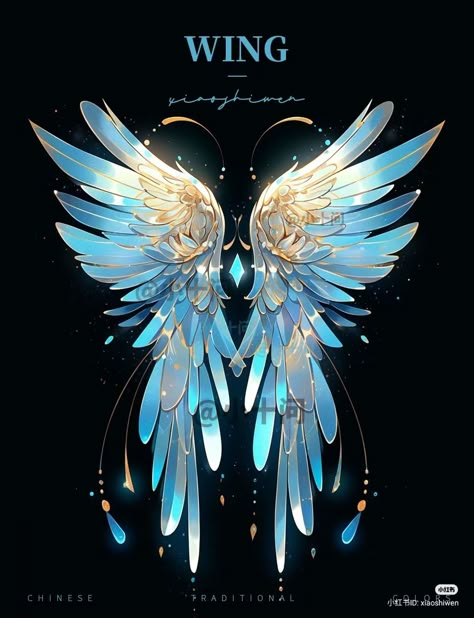 Fantasy Wings Art, Crystal Wings Art, Wings Drawing Base, Anime Wings Drawing, Fantasy Wings Design, Winged Character Design, Angel Wing Drawing, Anime Wings, Wing Reference