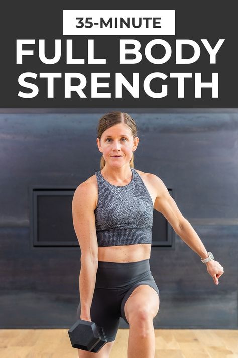 You don't need a gym full of equipment to get an effective workout! This total body home dumbbell workout targets the arms, legs, chest, back and core -- all in around 30 minutes. Each circuit in today's workout includes a strength training exercise, a power or plyometric exercise and a core exercise, resulting in a well-rounded and efficient full body workout at home. Home Dumbbell Workout, 2024 Workout, Dumbbell Workout Routine, Dumbbell Workout At Home, Full Body Dumbbell Workout, Workout Strength, Core Exercise, Full Body Workout At Home, Plyometric Workout