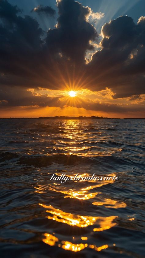 Sun Set Pictures Sky, Water Reflection Art, Peaceful Home Decor, Sunset Ocean, Landscape Digital, Peaceful Home, Dramatic Lighting, Ocean Sunset, Sun Sets