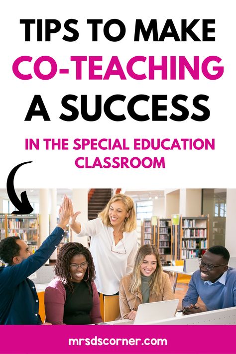 Co-teaching in the special education classroom is an increasingly popular teaching model that offers tremendous benefits for both students and educators. But is it right for you? On this blog post, you’ll learn about the benefits of co-teaching, challenges associated with co-teaching as a special education teacher and how to overcome those obstacles. Whether you are already working in a classroom with a co-teaching model, or you will in the future, this is a great resource on co-teaching. Collaborative Teaching, Teaching Responsibility, Co Teaching, Special Ed Teacher, Special Education Elementary, Positive Learning, Student Behavior, First Year Teachers, Teaching Inspiration