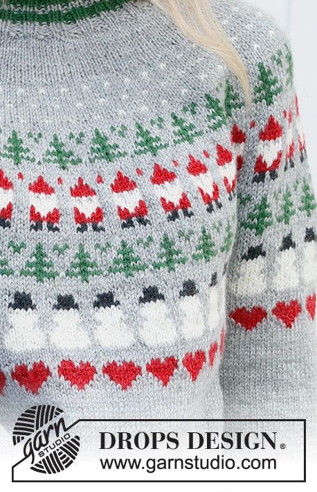 Christmas Time Sweater / DROPS 235-39 - Free knitting pattern Maglia Fair Isle, Knitting Christmas, Motif Fair Isle, Knitted Christmas Jumpers, Jumper Knitting Pattern, Christmas Knitting Patterns, How To Purl Knit, Fair Isle Knitting, Sweater Crochet Pattern