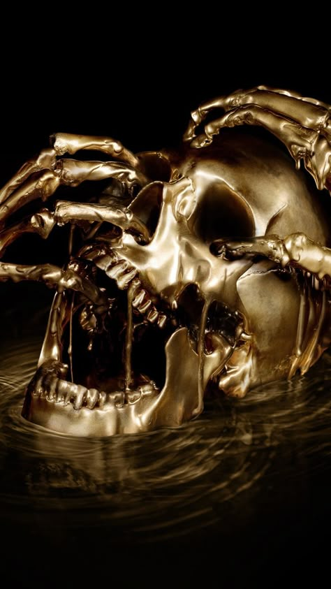 Skull, horror, black sails, digital art, 720x1280 wallpaper Cai Arabi, Horror Black, Black And Gold Aesthetic, 심플한 그림, Creation Art, Black Sails, Gold Skull, Skull Artwork, Gold Aesthetic