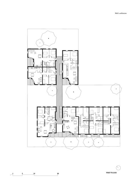 Gallery of Nanterre Co-Housing / MaO architectes + Tectône - 18 Open Stairs, Co Housing, Collective Housing, Hotel Plan, Apartment Floor Plans, Student House, Social Housing, Small Hotel, Architectural Drawing