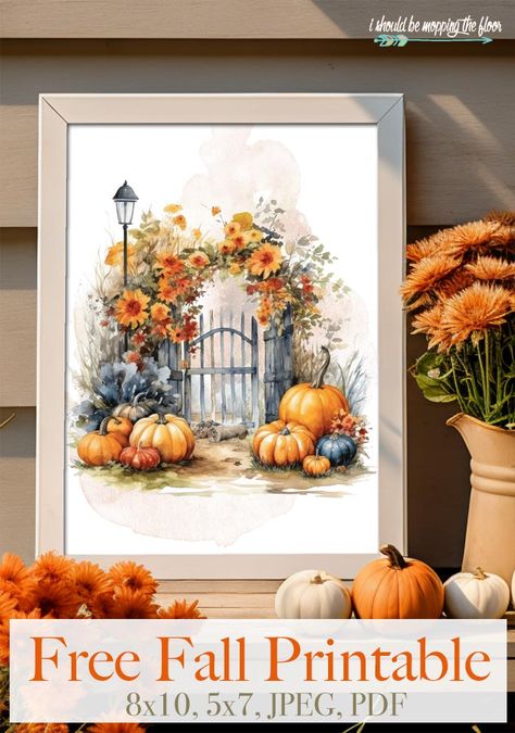 Free Fall Printables, Pumpkin Wall, Fall Decor Diy Crafts, Watercolor Pumpkin, Free Vintage Printables, Free Printable Wall Art, Free Printable Art, Fall Sign, Watercolor Pumpkins