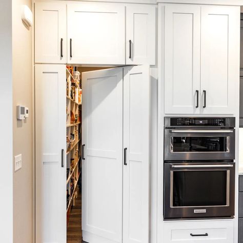 Oh? What's behind the secret door? Just a roomy walk-in pantry! @temphotography #pantry #hidden #kitchenpantry #kitchencabinets… | Instagram Hidden Pantry Walk In, Hidden Cabinet, Hidden Pantry, Butlers Pantry, Secret Door, Butler's Pantry, Walk In Pantry, Kitchen Pantry, Kitchen Space