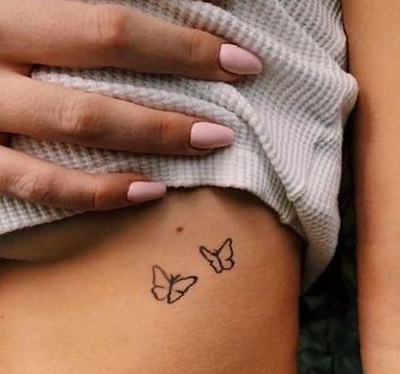 Tattoos Under Breast, Fine Line Tattoo Designs, Line Tattoo Designs, Y2k Tattoo, Butterflies Tattoo, Underboob Tattoo Designs, Basic Tattoos, Fairy Butterfly, Hip Tattoos Women