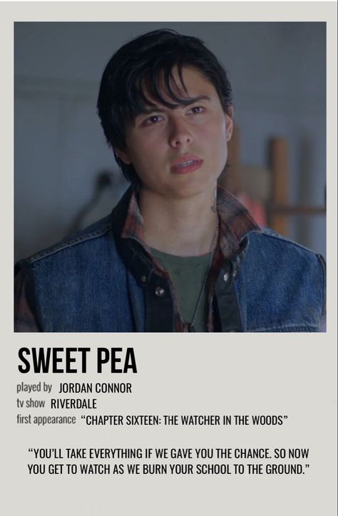 Sweet Pea Riverdale, Riverdale Poster, Archie Comics Riverdale, Movie Character Posters, Riverdale Characters, Tv Musical, Riverdale Aesthetic, Character Poster, Disney Fun Facts