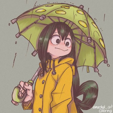 Froppy Tsuyu, Asui Tsuyu, My Hero Academia Tsuyu, Mha Icons, Mha Stuff, Anime D, Pretty Drawings, Cartoon Girls, Black White Art