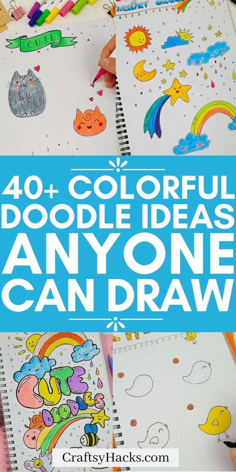 Creative Doodle A Doodle A Day, Doodling Art Ideas, Cute Doodle Art For Beginners, Animal Doodles Simple, Easy Cute Doodles, Cute Doodle Ideas, Bullet Journal Easy, Diy Doodles, Fancy Handwriting