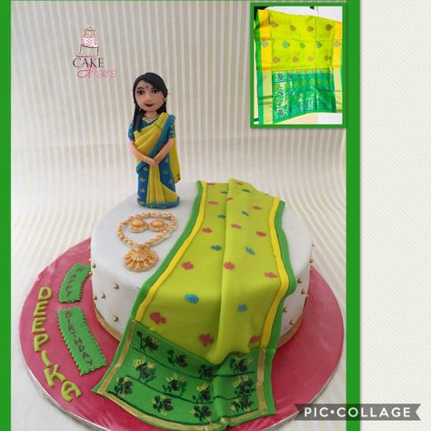 Saree Cake, Sarees Function, Pinterest Cakes, 65 Birthday Cake, Tulip Cake, Saree Function, Half Saree Function, Fathers Day Cake, Half Sarees