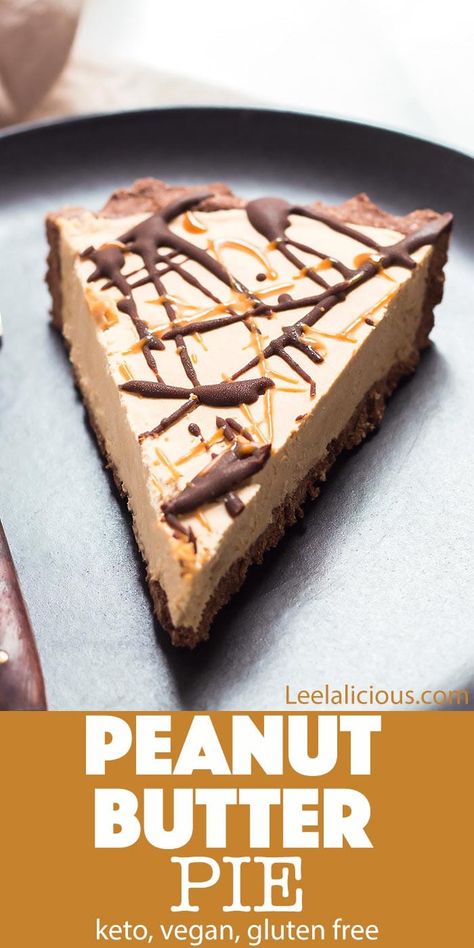 This keto Peanut Butter Pie makes a perfect after-school treat! The gluten-free chocolate crust is filled with a delicious dairy-free peanut butter filling made from PB2 peanut powder. This easy dessert recipe is also vegan and clean eating! #peanutbutter #PB2 #pie #nobake #peanutbutterpie #keto #vegan #glutenfree #dairyfree Keto Peanut Butter Pie, Gluten Free Chocolate Pie, Peanut Butter Pie Filling, Easy Peanut Butter Pie, Peanut Powder, Keto Peanut Butter, Chocolate Peanut Butter Pie, Easy Dessert Recipe, Healthier Desserts