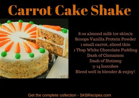 Carrot Cake Protein Shake - Sisters Know Best Breakfast Protein Shake Recipes, Carrot Cake Protein, Healthy Protein Breakfast, Protein Powder Shakes, Protein Shake Smoothie, Herbalife Recipes, Protein Powder Recipes, Protein Shake Recipes, Protein Shake