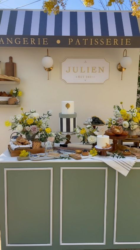 paperlattes on Instagram: Throwback to this patisserie we designed for Julien’s 1st Birthday! French Bakery Themed Party, Patisserie Theme Party, Bakery Themed Birthday Party, Bakery Themed Party, Patisserie Aesthetic, Bakery Theme, Vision Boarding, French Bakery, Theme Party