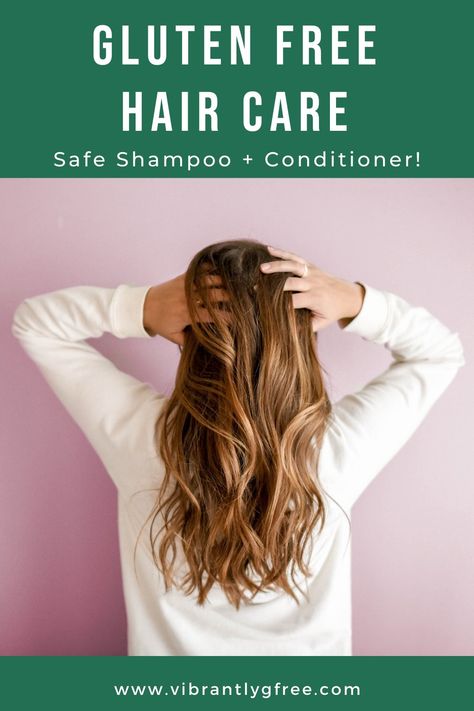 Do you use gluten free hair care products? This post has tips to help you adjust to the gluten free lifestyle with gluten free shampoo and conditioner that are celiac safe. This article also includes a list of ingredients to avoid in hair care products, brands you can trust, and gluten free tips for the salon! Click through to get the full scoop! Vibrantlygfree.com | #celiac #glutenfree #celiacdisease #glutensensitivity Gluten Free Tips, Gluten Free Hair Products, Gluten Free Grocery List, Drugstore Shampoo, Free Grocery List, Ingredients To Avoid, Free Groceries, Free Lifestyle, Gluten Sensitivity