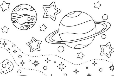 Outer Space Coloring Pages for Kids: Fun & Free Printable Coloring Pages That Are Out of This World | Printables | 30Seconds Mom Space Colouring, Outer Space Coloring Pages, Craft Ideas For Kindergarten, Space Week, Recipes Using Bananas, Telling Time Worksheets, Space Coloring Pages, Print Outs, Coloring Images