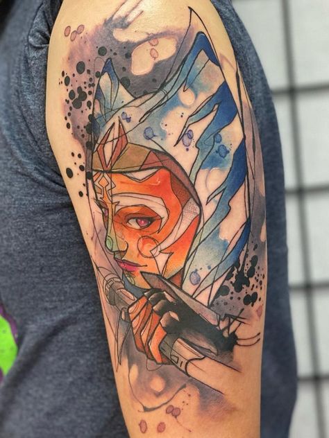 Clone Wars Tattoo Ideas, Ahsoka Tano Tattoo, Ahsoka Tattoo, Jedi Tattoo, Star Wars Tattoo Sleeve, Game Tattoo, Mangas Tattoo, Ouroboros Tattoo, Geek Tattoo