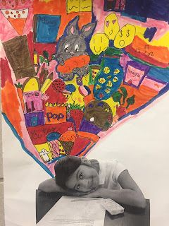 Mrs. O'Connell's Art Room: Imagination Portraits Line Sculpture, Egyptian Cats, Yarn Painting, Collage Portrait, Institute Of Contemporary Art, Self Portraits, School Art Projects, Great Job, Art Classroom