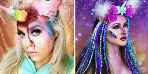 These Terrifying Unicorn Halloween Costumes Will Really Creep You Out Horror Unicorn, Scary Unicorn, Scary Snacks, Unicorn Halloween Costume, Halloween Crafts Preschool, Halloween Cans, Unicorn Makeup, Unicorn Halloween, Character Costume