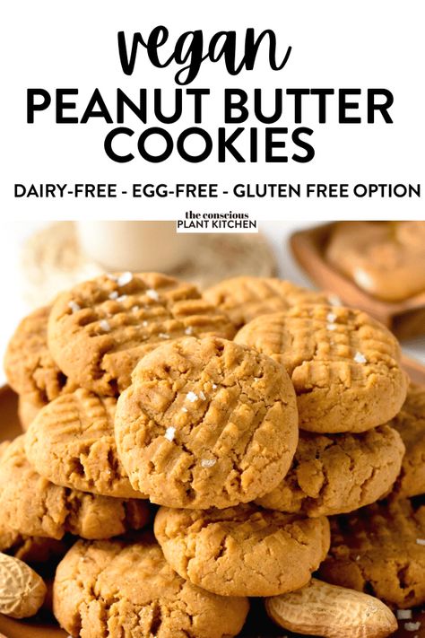 Vegan Gluten Free Peanut Butter Cookies, Easy Vegan Peanut Butter Cookies, Paleo Peanut Butter Cookies, Conscious Plant Kitchen, Butter Flavors, Easy Vegan Cookies, Gluten Free Peanut Butter Cookies, Soft Peanut Butter Cookies, Gf Cookies