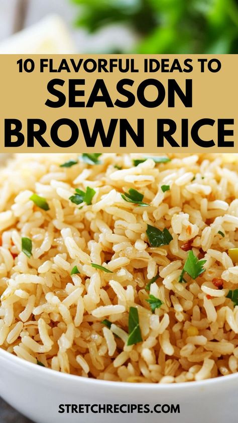 Want to make your brown rice taste amazing? Try these 10 seasonings for flavor-packed, healthy meals! From Creole seasoning to toasted sesame oil, there's a seasoning for every taste. Save this now and click through for the complete guide! Seasoning For Brown Rice, How To Season Brown Rice Healthy, Yummy Brown Rice, Seasoning Brown Rice, Tasty Brown Rice, Brown Rice Seasoning Recipe, Steak And Brown Rice Recipes, Short Grain Brown Rice Recipes, How To Flavor Brown Rice