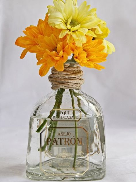 Patron Bottle, Liquor Bottle Crafts, Mexican Party Theme, Tequila Bottles, Fiesta Theme, 5 De Mayo, Mexican Party, Deco Floral, Fiesta Party