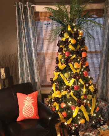 People are turning Evergreens into pineapple Christmas Trees for the holidays. Pineapple Christmas, White Christmas Lights, Hawaiian Christmas, Yellow Fruit, Dreaming Of A White Christmas, Christmas On A Budget, A White Christmas, Cross Patterns, Holiday Trends