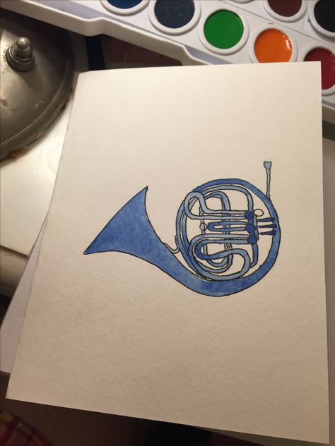 Blue French horn French Horn, Blue French, Handmade Stuff, Horn, Tatting, Sketch Book, Feelings, Tattoos, Blue