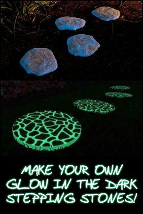 Solar lights make it easier to install lighting outdoors. But here's another idea that will also have your garden looking amazing: glow in the dark stepping stones! Garden Path Lighting, Garden Crafts For Kids, Landscape Gardening, Stepping Stones Diy, Glow Stones, Diy Glow, Garden Stepping Stones, Backyard Garden Design, Garden Pathway