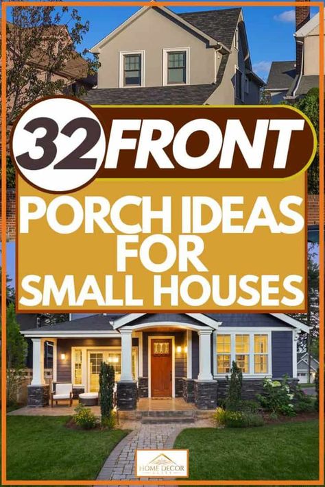 32 Front Porch Ideas For Small Houses - Home Decor Bliss Gabled Porch, 1000 Sq Ft House Plans, Ideas For Small Houses, Cozy Tiny Home, Bungalow Porch, Front Porch Stairs, Smaller Houses, Enclosed Front Porches, Front Porch Remodel