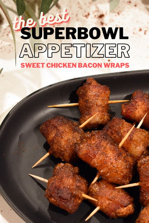 Bacon Chicken Appetizers, Chicken Wrapped In Bacon Appetizers, Appetizers With Chicken Breast, Chicken Breast Appetizer Recipes, Bacon Wrapped Chicken Appetizers, Appetizer Sweet, Bacon Wraps, Chicken Appetizer, Gluten Free Party Food