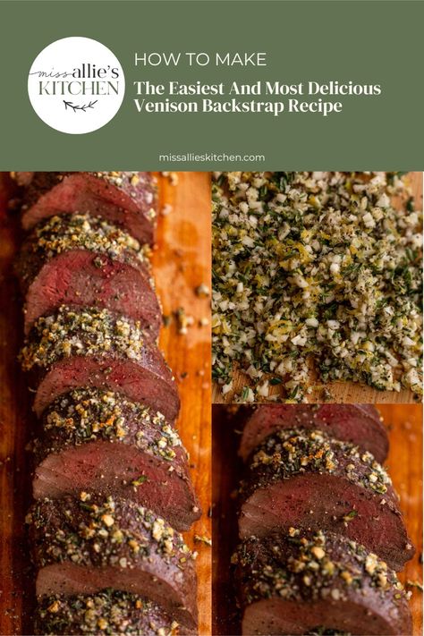 Got a backstrap in the freezer? This roasted venison backstrap recipe gives you juicy and flavorful meat in less than 30 minutes. Backstrap Venison Recipes, Anova Recipes, Deer Backstrap Recipes, Venison Meals, Venison Tenderloin Recipes, Venison Marinade, Venison Backstrap Recipes, Backstrap Recipes, How To Cook Venison