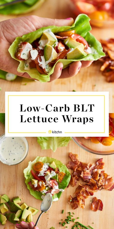 Blt Lettuce Wraps, Wraps With Avocado, Blt Chicken Salad, Low Carb Lettuce Wraps, Chicken Salad Lettuce Wraps, Blt Chicken, Chicken Salad Lettuce, Blt Wraps, Salat Wraps