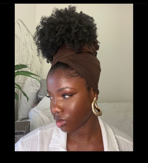 Hair Wrap Curly Hair, Headwraps For Natural Hair, Headwrap Styles, Headwrap Hairstyles, High Puff, Headwrap Tutorial, Natural Hair Bun Styles, Veil Styles, Head Wrap Styles