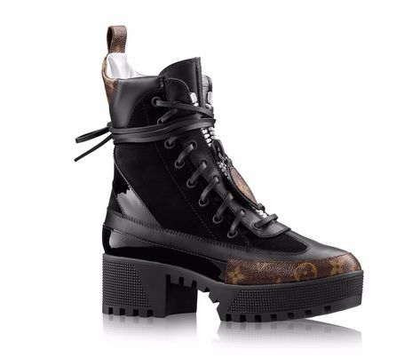 Louis Vuitton Laureate Platform Desert Boot Laureate Platform Desert Boot, Monogram Shoes, Monogram Boots, White Platform Shoes, Bahia Brazil, Patent Boots, Desert Boot, Patent Leather Boots, Canvas Boots