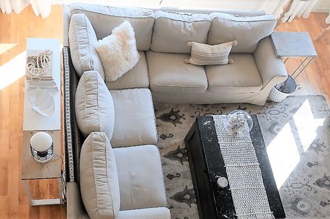 IKEA Ektorp Sectional Sofa Review (3 years later!) Ektorp Corner Sofa Living Room, Ektorp Corner Sofa, Ikea Sectional Living Room, 2 Ottomans In Living Room, Ektorp Living Room, Corner Sofa Pillows, Ikea Ektorp Sectional, Ektorp Sectional, Ikea Corner Sofa