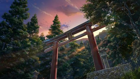 君の名は/Your Name – an art showcase of >110 wallpaper-worthy scenes - Album on Imgur Makoto Shinkai, Your Name, Gate, The Sun, Trees, Forest, Sun, Anime, Art