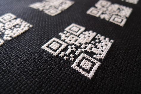 #www.qr-3d.weebly.com #qr #3d #code #embroidery #crossstitch #sampler #qwerty Qr Code Embroidery, Qr Code Activities, Keyboard Layout, Unique Cross Stitch, Cross Stitch Tutorial, Qwerty Keyboard, Custom Cross, Cross Stitch Supplies, Code Art