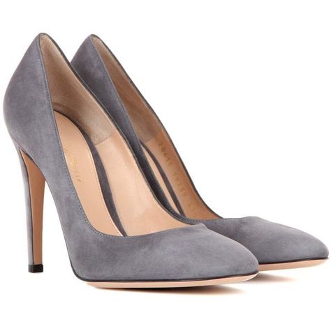 Gianvito Rossi Roma Suede Pumps ($470) ❤ liked on Polyvore featuring shoes, pumps, heels, sapatos, tacones, grey, grey suede shoes, gray suede shoes, gray heel shoes and suede pumps Gray Pumps, Grey High Heels, Gold Block Heels, White Stilettos, Grey Pumps, Grey Heels, Gray Shoes, Rossi Shoes, Suede Leather Shoes