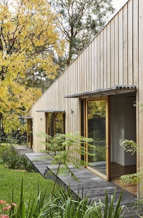 Long House | Clare Cousins Architects Blind Inspiration, Clare Cousins, Dulux Natural White, Recycled Brick, Brick Chimney, Long House, Wooden Blinds, Sustainable Home, Modern Pendant Light