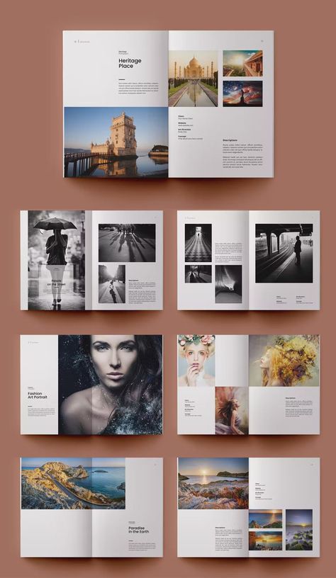 Photography Portfolio Layout, Travel Magazine Layout, Catalog Cover Design, Coffee Table Book Design, Photography Portfolio Template, Photo Book Ideas, Photobook Layout, Photobook Design, 포트폴리오 레이아웃