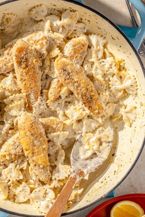 My Chicken Caesar Pasta Is an Easy, Creamy Weeknight Winner Chicken Caesar Pasta, Chicken Breast Tenderloins, Caesar Pasta, Chicken Caesar, Skillet Meals, Creamy Pasta, Simply Recipes, Caesar Salad, Pasta Recipe