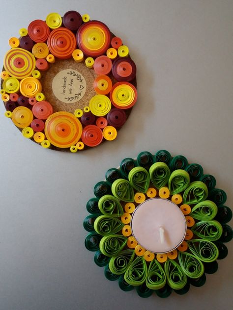 Quilling Diwali Decorations, Quilling Rakhi, Quilling Candle Holder, Quilling Patterns Tutorials, Quilling Videos, Diy Quilling Crafts, Paper Quilling Earrings, Paper Quilling Flowers, Paper Quilling Cards