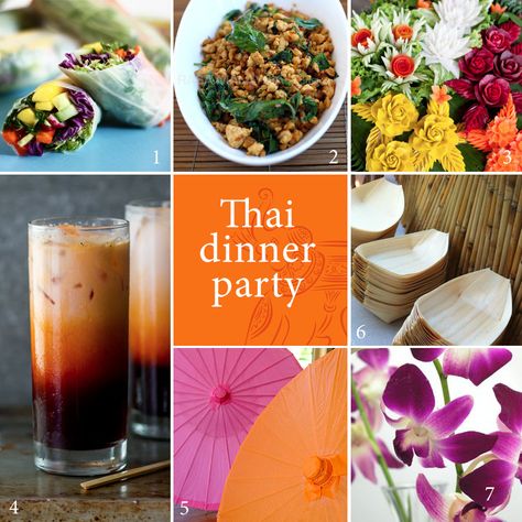 Food For Dinner Party, Thai Dinner Party, Thai Party, Thailand Party, Thai Dinner, Ramen Dinner, Thai Menu, Food For Dinner, Dinner Party Table Settings