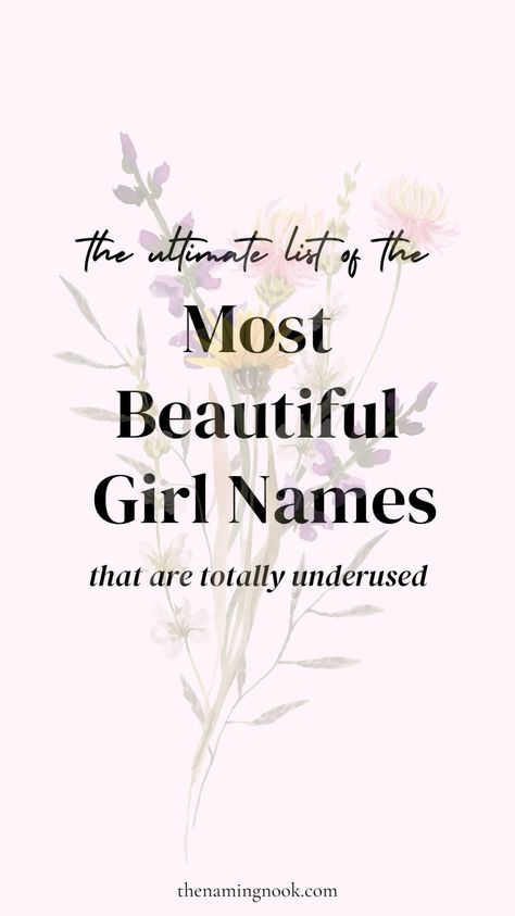 Looking for a beautiful and unique girl name for your new baby girl? We’re sharing 105 gorgeous girl names with beautiful meanings. Our list shares pretty girl names and unique baby names for girls that are timeless and classic. Click through for the full baby girl name list. girl name aesthetic, beautiful baby names, unique girl names Girl Name List, Names With Beautiful Meanings, Traditional Girl Names, Rare Baby Girl Names, Exotic Baby Names, Old Fashioned Baby Names, Vintage Baby Names