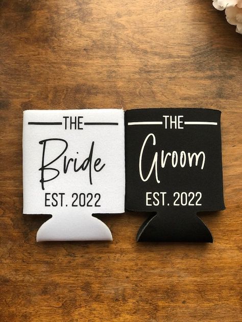 Engagement Koozies, Amber Hill, Hilton Wedding, Wedding Ides, Rose Gold Bridesmaid, Rustic Winter Wedding, Cricut Wedding, Wedding Koozies, Bridal Ideas