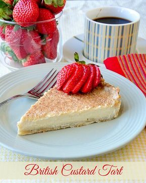 British Custard Tart. A rich, creamy baked custard, favoured with nutmeg inside a flakey pastry crust. Makes a great celebration dessert. English Pastries, British Custard, English Cake Recipe, Egg Custard Pie, Celebration Desserts, British Cooking, Special Meals, British Recipes, Magically Delicious