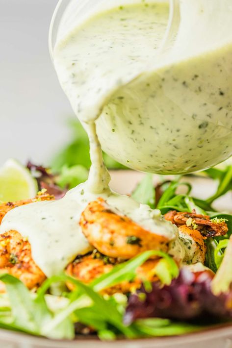 Spicy Creamy Cilantro Lime Dressing - Cilantro Lime Dressing or Dip Jalapeño Lime Dressing, El Pollo Loco Creamy Cilantro Dressing, Elote Cart, Buttermilk Salad Dressing, Cilantro Lime Ranch Dressing, Cilantro Dressing Recipe, Creamy Cilantro Lime Dressing, Creamy Cilantro Dressing, Chili Lime Dressing