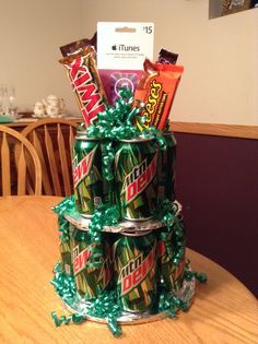 Soda Can Cakes, Birthday Cake For Boyfriend, Gift Towers, Birthday Basket, Cute Birthday Gift, Birthday Weekend, Candy Bouquet, Cool Birthday Cakes, 16th Birthday Party